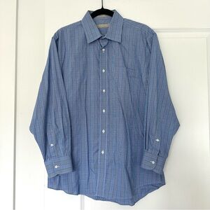 Nordstrom (16/32) Traditional Fit Smart Care Wrinkle Free Blue Pattern Button Up